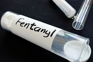 The highly addictive opioid drug fentanyl in powder form.